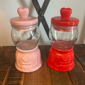 Hobby Lobby Pink And Red  Valentine Gum Ball Jar Set 2025 Heart Topper Retro NEW